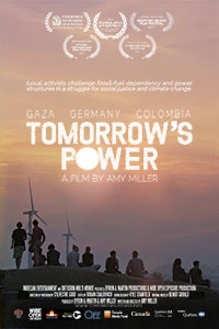 Poster of Tomorrow's Power. People in Sunset with Windmills